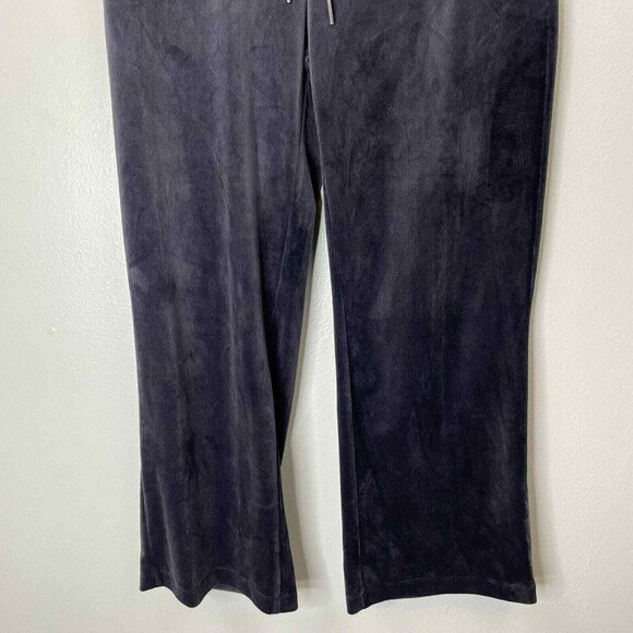 Ali Miles Velvet Pants Womens Medium Black Pull On Straight Leg Elastic Waist - Picture 3 of 11